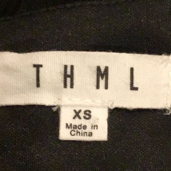 THML Black Gauze Floral Embroidered Velvet Popover Sheath Dress - Picture 14 of 14